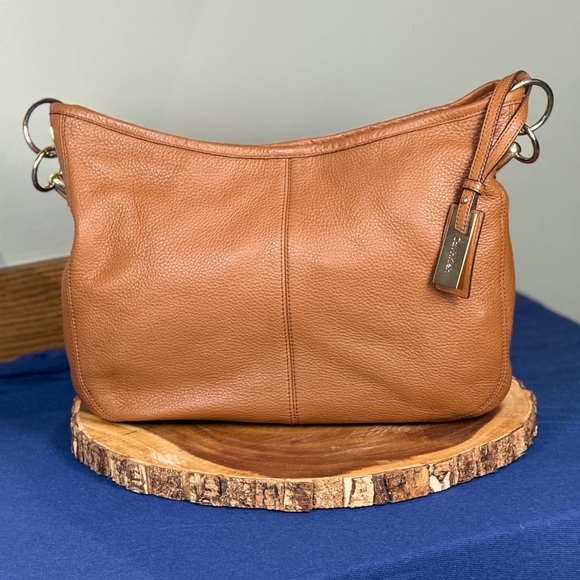 CALVIN KLEIN Cognac Pebbled Leather Hobo | Gold Ring Hardware - Picture 3 of 14